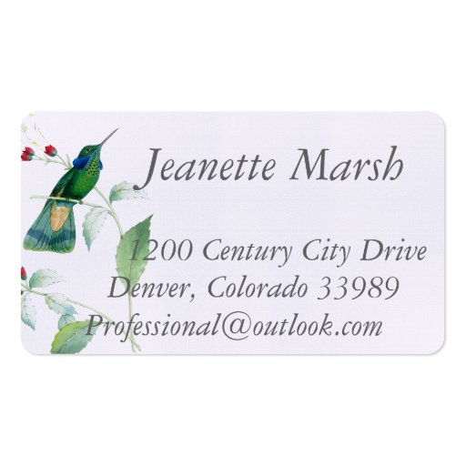 Hummingbirds Floral Business Cards (front side)