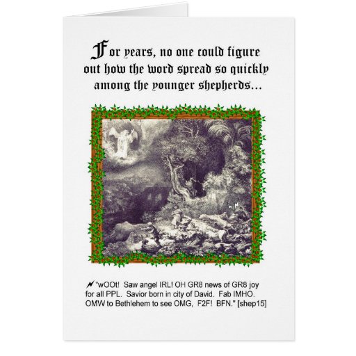 Humorous Angel-Shepherd Theme Christmas Card