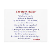 Humorous Beer T-shirts & Gifts, The Beer Prayer! Postcard