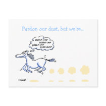 Humorous Business Moving Announcement Postcard by Swisstoons Humorous Business Moving Announcement Postcard