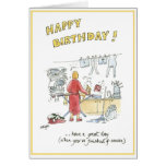 Humorous cartoon birthday card for housewife. cards