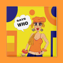 Humorous, cartoon girl attitude magnet