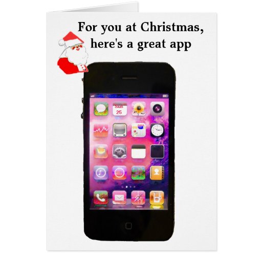 Humorous Christmas Santa iPhone App Greeting Cards | Zazzle