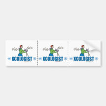 Humorous Cross Country Skiing Guy Bumper Sticker