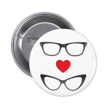 Humorous Geek Love - Heart & Eyeglasses Pin
