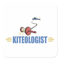 Humorous Kite Flying Square Sticker