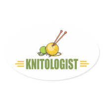 Humorous Knitting Oval Stickers