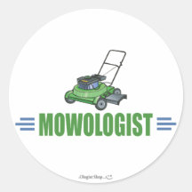 Humorous Lawn Mowing Round Sticker