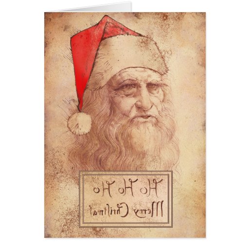 Humorous Leonardo as Santa Card