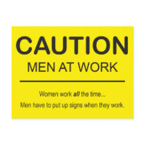 Humorous Men at Work postcard
