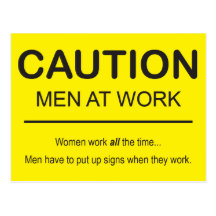 Humorous Men at Work postcard