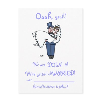 Humorous Save The Date Postcard by Swisstoons