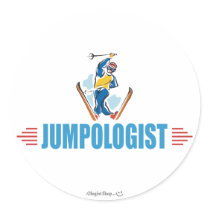 Humorous Snow Ski Jumping Sticker