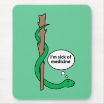 Humorous Staff of Asclepius Mouse Mat