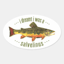 Humorous Trout Fishing Oval Sticker