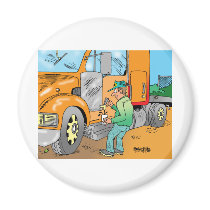 HUMOROUS TRUCKER CARTOON GIFTS FRIDGE MAGNET