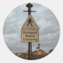 Humped Zebra Crossing Round Sticker