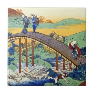 Hundred Poems Explained by the Nurse Hokusai Tile