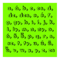 Hungarian alphabet in green posters