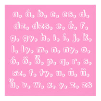 Hungarian alphabet in pink posters