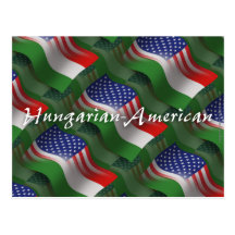 Hungarian-American Waving Flag Post Cards