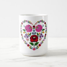 Hungarian Kalocsai heart Mugs
