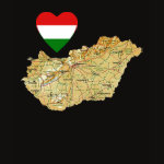 Hungary Flag Heart Map Fitted AA T-Shirt