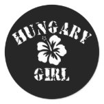 Hungary Pink Girl Round Sticker