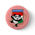 This adorable little panda bear is too cute! Featured in front of a large flag from Hungary, this panda is getting ready to do a rhythmic gymnastics routine with a gymnastics ribbon! This cute design is perfect for gymnasts and gymnastics fans.