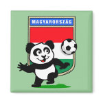 This adorable little panda is too cute! He's featured in front of a large flag from Hungary and ready to play football and score some goals. This cute design is perfect for football players and soccer fans.