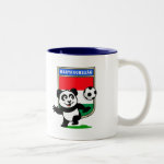 This adorable little panda is too cute! He's featured in front of a large flag from Hungary and ready to play football and score some goals. This cute design is perfect for football players and soccer fans.