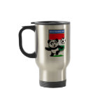 This adorable little panda is too cute! He's featured in front of a large flag from Hungary and ready to play football and score some goals. This cute design is perfect for football players and soccer fans.