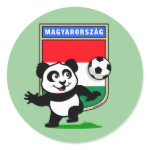 This adorable little panda is too cute! He's featured in front of a large flag from Hungary and ready to play football and score some goals. This cute design is perfect for football players and soccer fans.