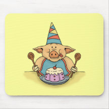 hungry birthday pig funny mousepad