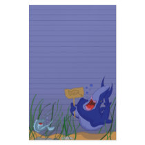 Hungry Blue Shark and Fish Stationery (Ruled) by anwarart Hungry Blue Shark and Fish Stationery (Ruled)