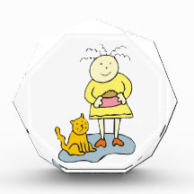 Hungry cat cartoon acrylic award