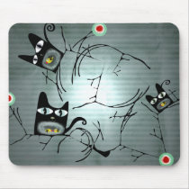 Hungry cats and doves moon sun branches mousepad