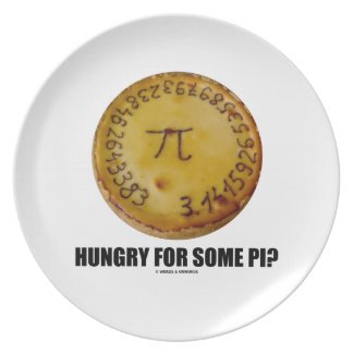 Hungry For Some Pi? (Pi On Baked Pie Humor) Plate
