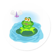 Hungry Frog Round Stickers