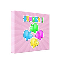 Hungry Hippopotamuses  Design Gallery Wrapped Canvas