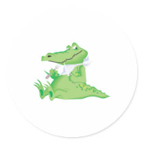 hungry hungry alligator round sticker