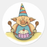 hungry piggy funny birthday sticker