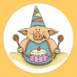 hungry piggy funny birthday sticker stickers