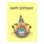 hungry piggy happy birthday postcard