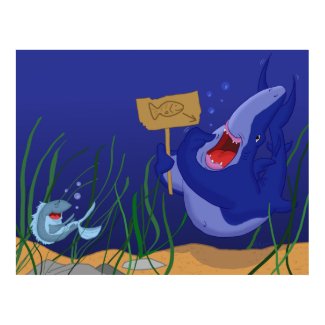 Hungry Shark and Laughing Fish Poster print
