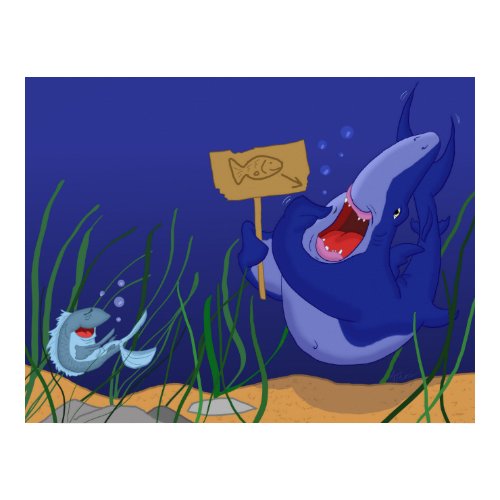 Hungry Shark and Laughing Fish Poster print