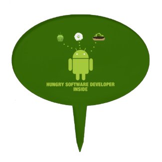 Hungry Software Developer Inside (Bug Droid) Cake Topper