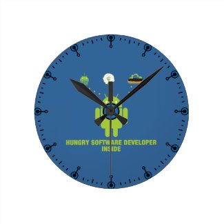 Hungry Software Developer Inside (Bug Droid) Wall Clock