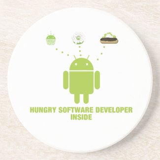 Hungry Software Developer Inside (Bug Droid) Beverage Coaster