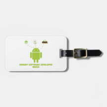 Hungry Software Developer Inside (Bug Droid) Tags For Bags